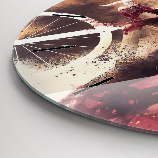 Zegar szklany okrągły Kobieta i rower