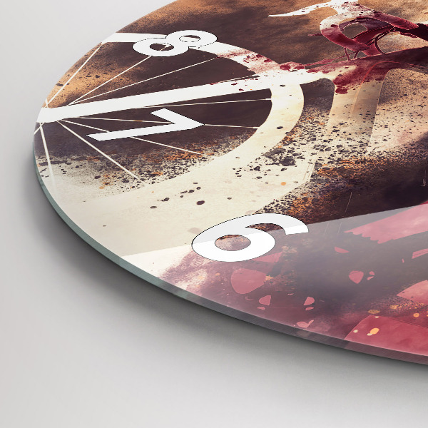 Zegar szklany okrągły Kobieta i rower