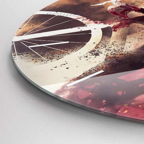 Zegar szklany okrągły Kobieta i rower