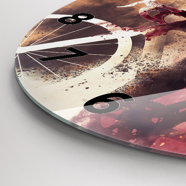 Zegar szklany okrągły Kobieta i rower