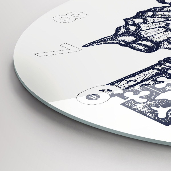 Zegar szklany okrągły Motyl i klucz – styl boho