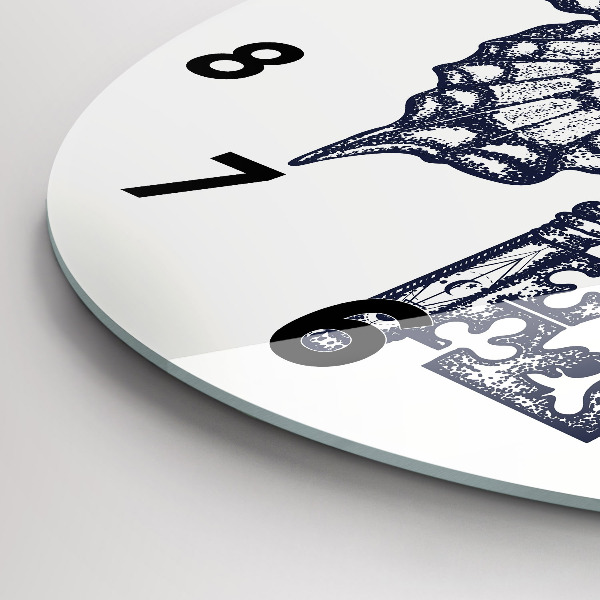 Zegar szklany okrągły Motyl i klucz – styl boho