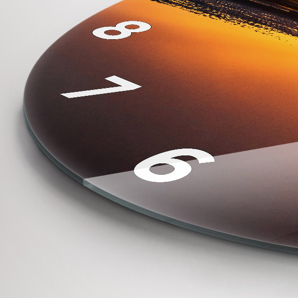 Zegar szklany okrągły Biegacz i zachód słońca