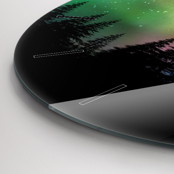 Zegar szklany okrągły Zorza polarna