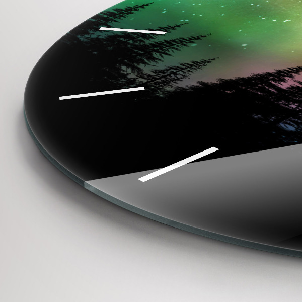 Zegar szklany okrągły Zorza polarna