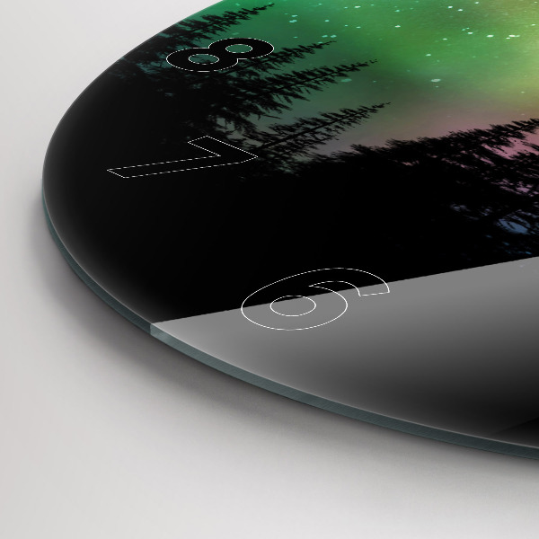 Zegar szklany okrągły Zorza polarna