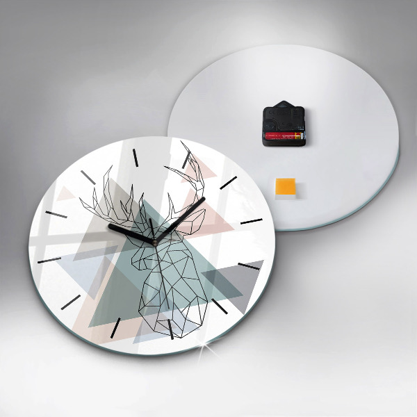 Zegar okrągły z nadrukiem Renifer styl skandynawski