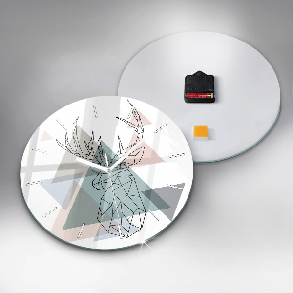 Zegar okrągły z nadrukiem Renifer styl skandynawski