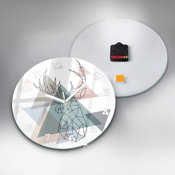 Zegar okrągły z nadrukiem Renifer styl skandynawski