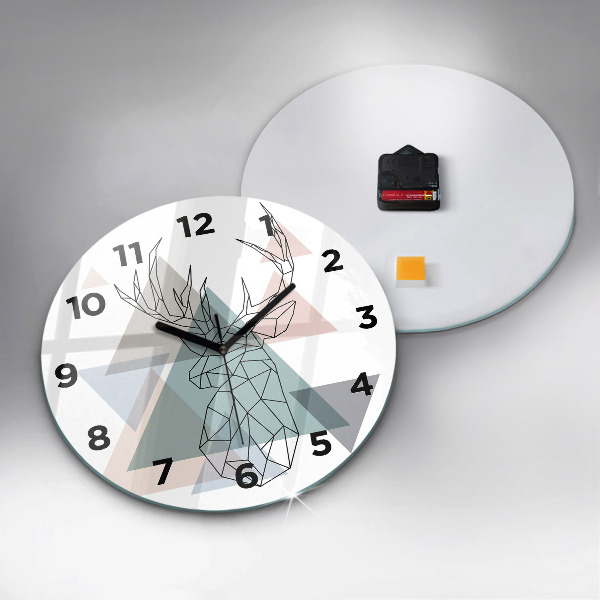 Zegar okrągły z nadrukiem Renifer styl skandynawski