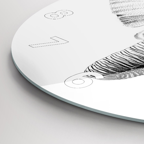 Zegar okrągły z nadrukiem Graficzna głowa słonia