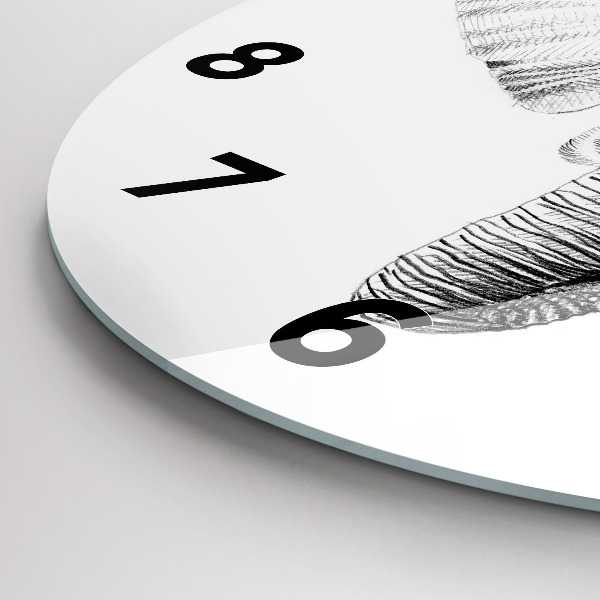 Zegar okrągły z nadrukiem Graficzna głowa słonia