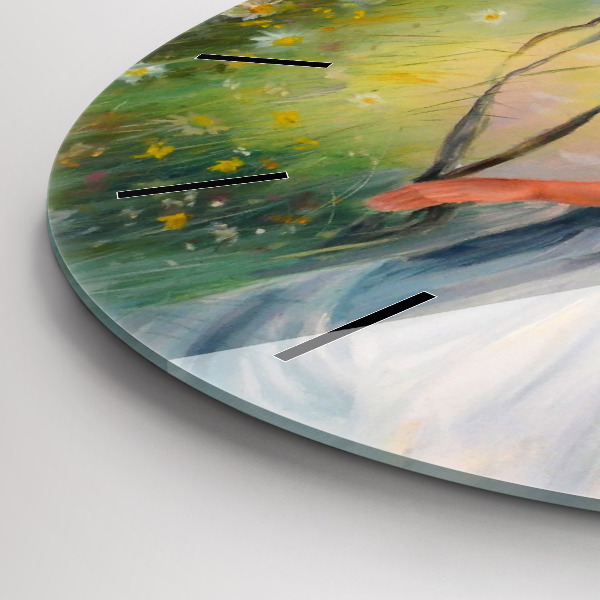 Zegar okrągły z nadrukiem Piękna kobieta z koniem