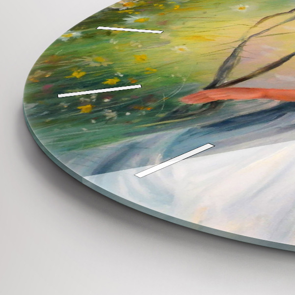 Zegar okrągły z nadrukiem Piękna kobieta z koniem