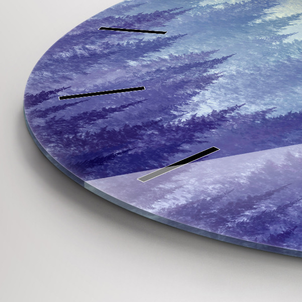 Zegar okrągły z nadrukiem Las we mgle