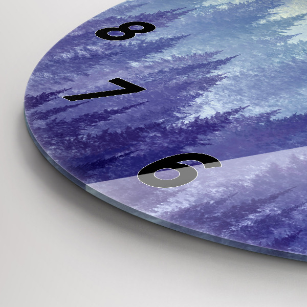 Zegar okrągły z nadrukiem Las we mgle