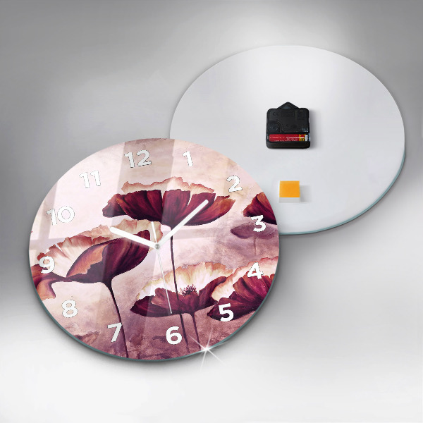 Zegar okrągły z nadrukiem Rozkwitające kwiaty maki