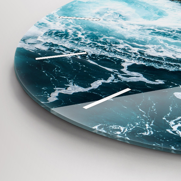 Zegar okrągły z nadrukiem Wirujące spienione fale