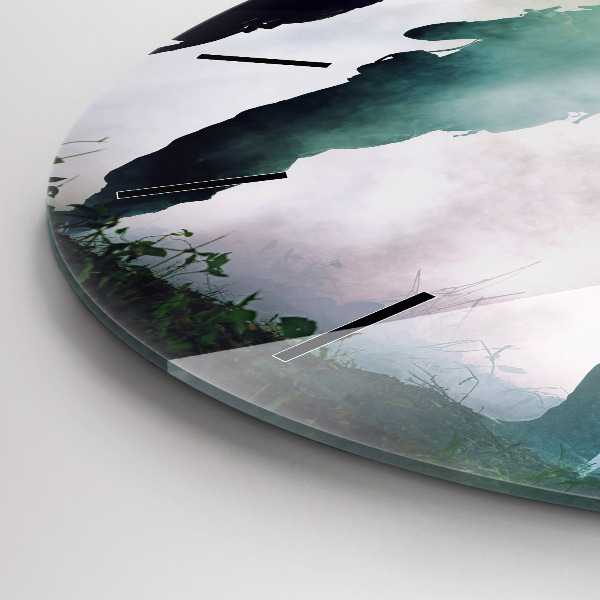 Zegar okrągły z nadrukiem Wojsko w lesie żołnierze