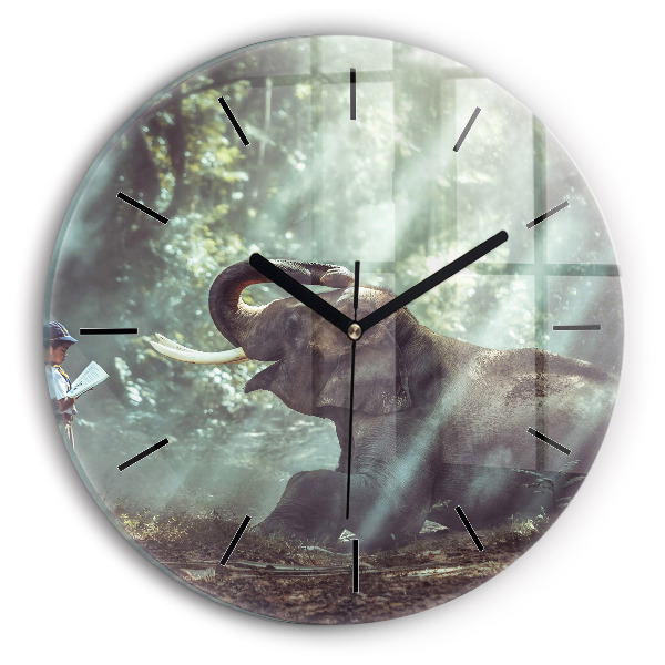 Zegar okrągły z nadrukiem Chłopczyk czyta książkę