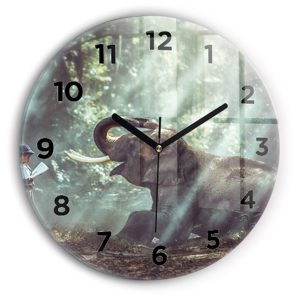 Zegar okrągły z nadrukiem Chłopczyk czyta książkę