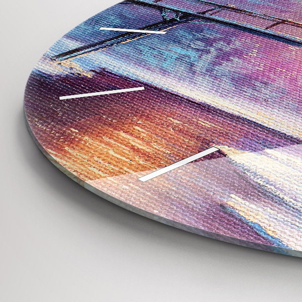 Zegar okrągły z nadrukiem Choinka i most