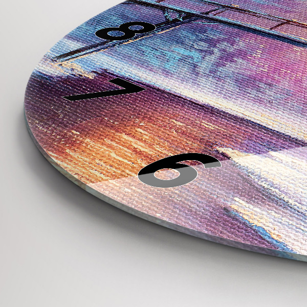 Zegar okrągły z nadrukiem Choinka i most