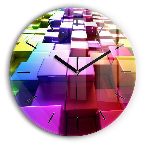 Zegar ścienny okrągły Kolorowe kostki