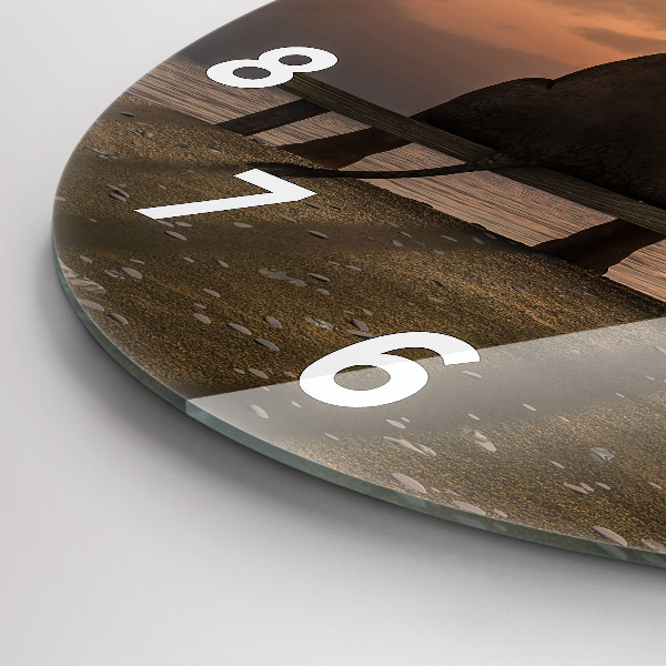 Zegar ścienny okrągły Zwierzęta i zachód słońca