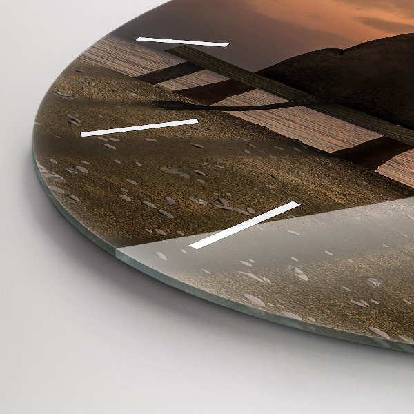 Zegar ścienny okrągły Zwierzęta i zachód słońca