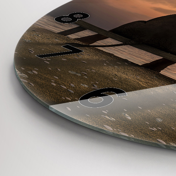 Zegar ścienny okrągły Zwierzęta i zachód słońca