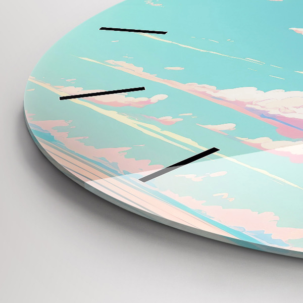 Zegar szklany okrągły Pastelowy kolor nieba