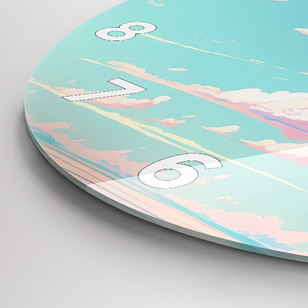 Zegar szklany okrągły Pastelowy kolor nieba