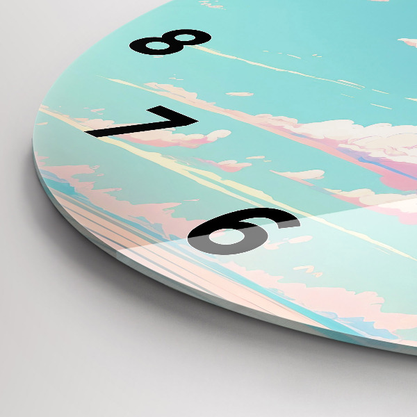 Zegar szklany okrągły Pastelowy kolor nieba