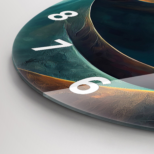 Zegar szklany okrągły Płynący wodospad