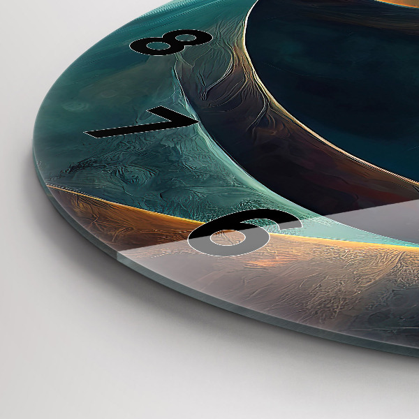 Zegar szklany okrągły Płynący wodospad