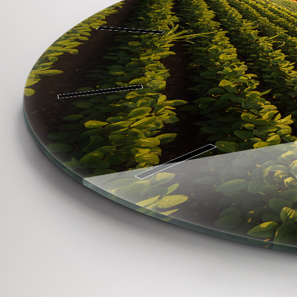 Zegar szklany okrągły Ciągnik na polu rolniczym