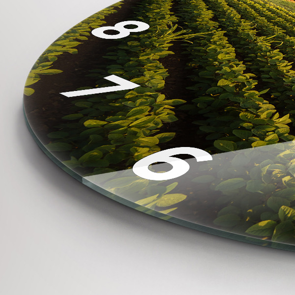 Zegar szklany okrągły Ciągnik na polu rolniczym