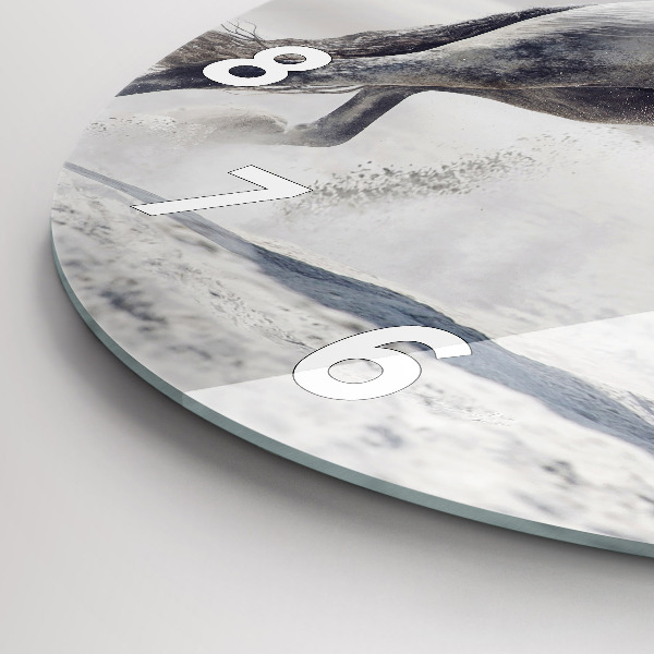 Zegar ścienny okrągły Galopujący biały koń