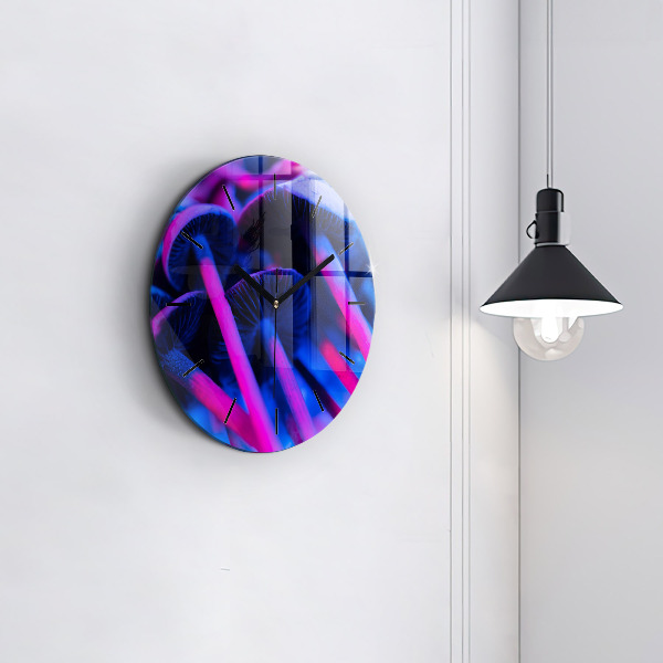 Zegar szklany okrągły Magiczne kolorowe grzyby