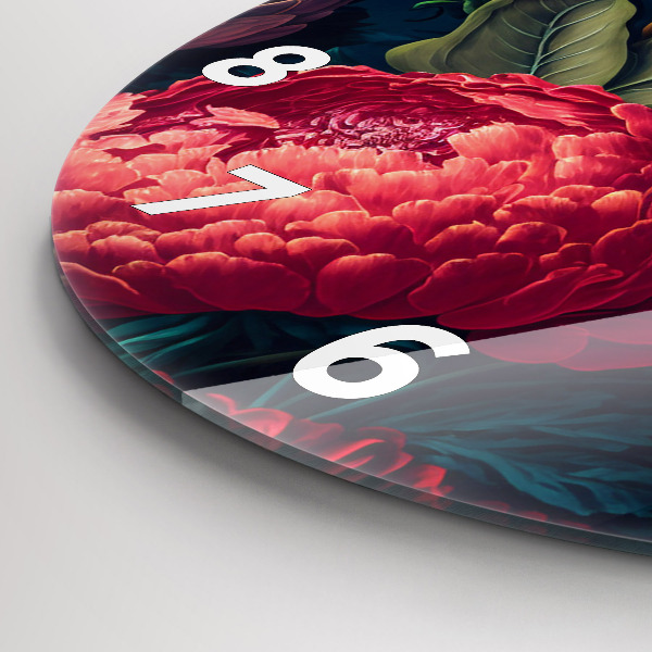 Zegar szklany okrągły Vintage bukiet kwiatów