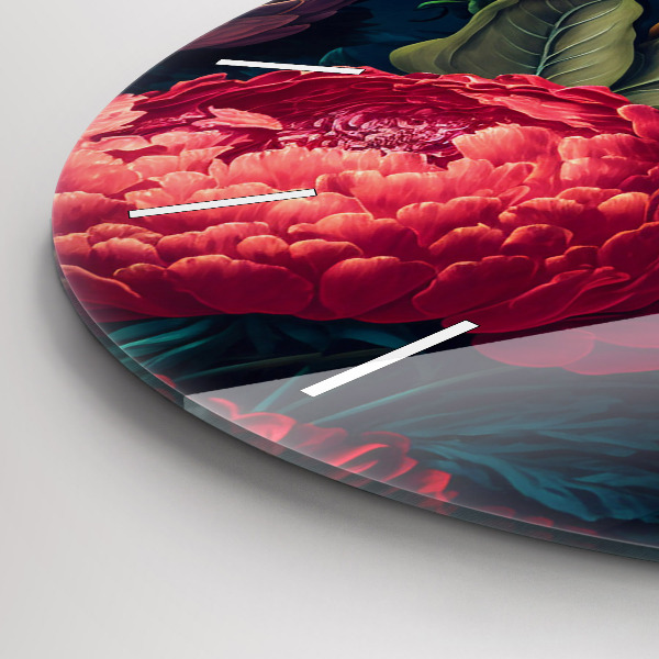 Zegar szklany okrągły Vintage bukiet kwiatów