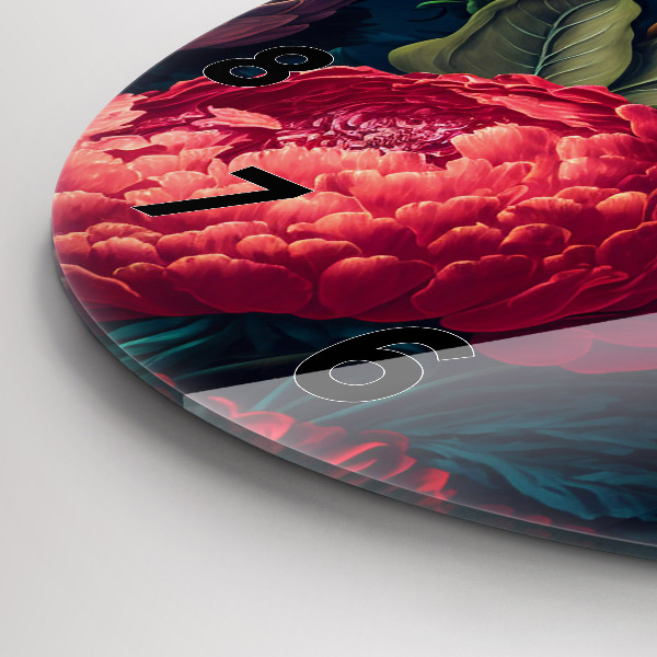 Zegar szklany okrągły Vintage bukiet kwiatów