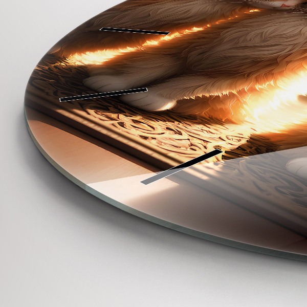 Zegar szklany okrągły Cztery kotki w słońcu