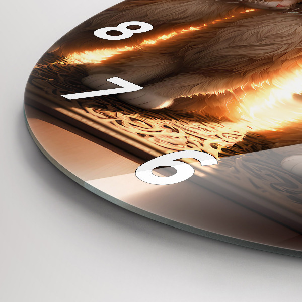 Zegar szklany okrągły Cztery kotki w słońcu