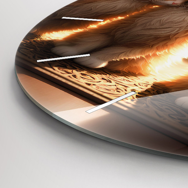 Zegar szklany okrągły Cztery kotki w słońcu