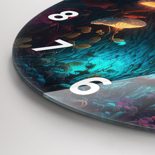 Zegar szklany okrągły Las i magiczne grzyby