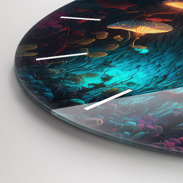 Zegar szklany okrągły Las i magiczne grzyby