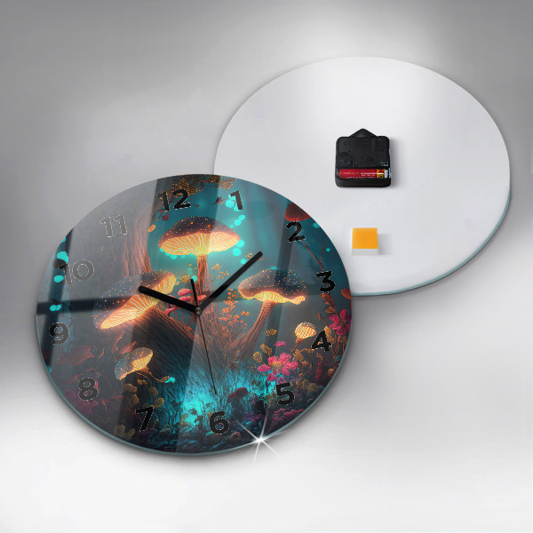 Zegar szklany okrągły Las i magiczne grzyby