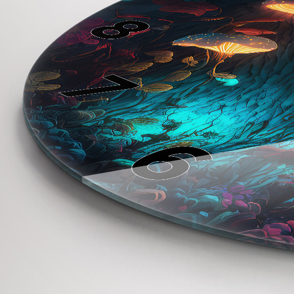 Zegar szklany okrągły Las i magiczne grzyby